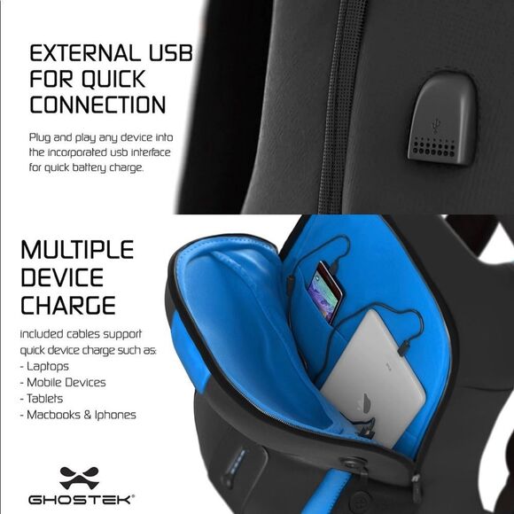 Ghostek NRGBAG Backpack Laptop, Cell Phone, & Mobile Devices Water Resistant - Picture 13 of 16